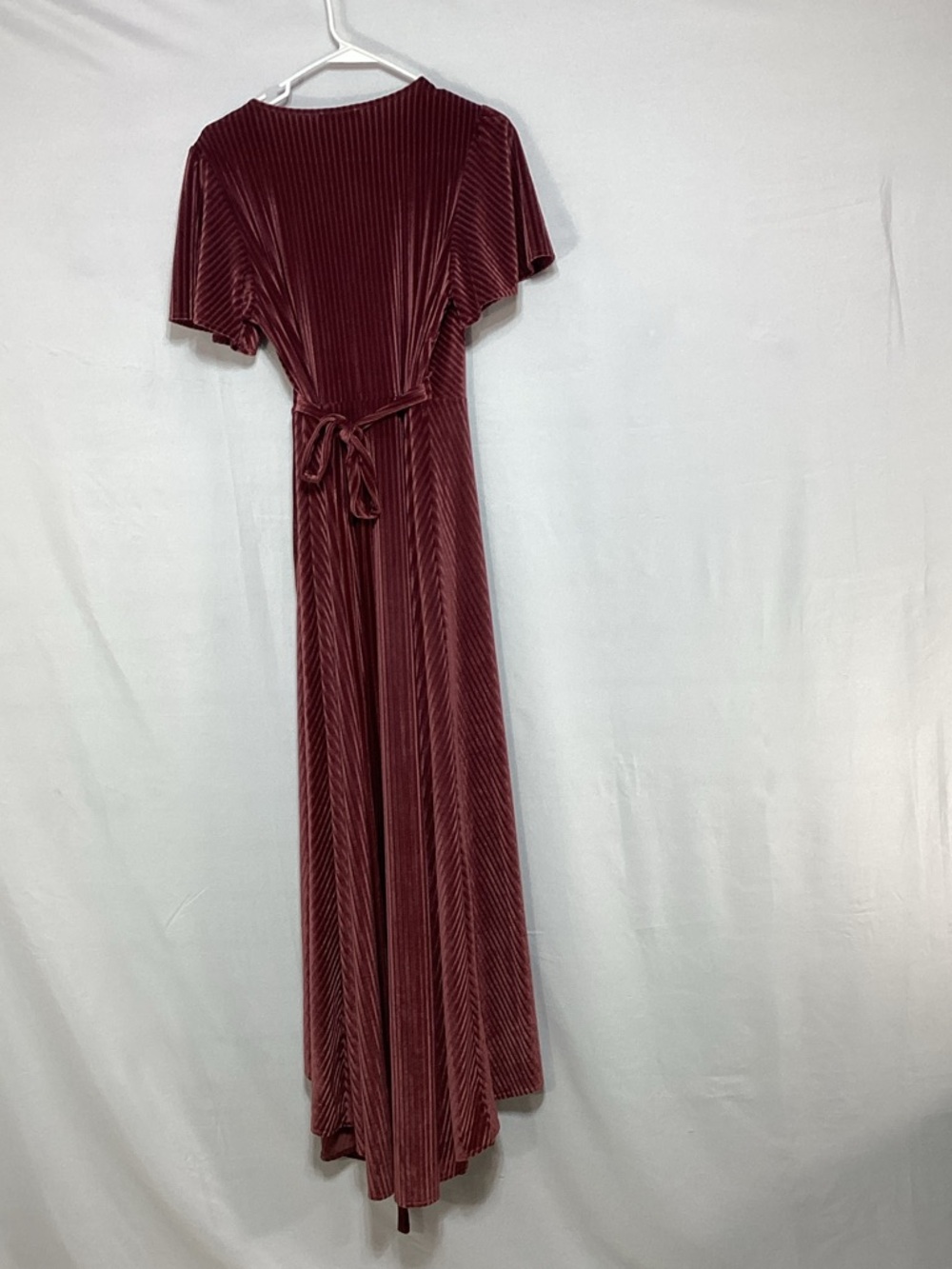 NWT Baltic Born Burgundy Ribbed Velvet Wrap Maxi Dress - Picture 9 of 11
